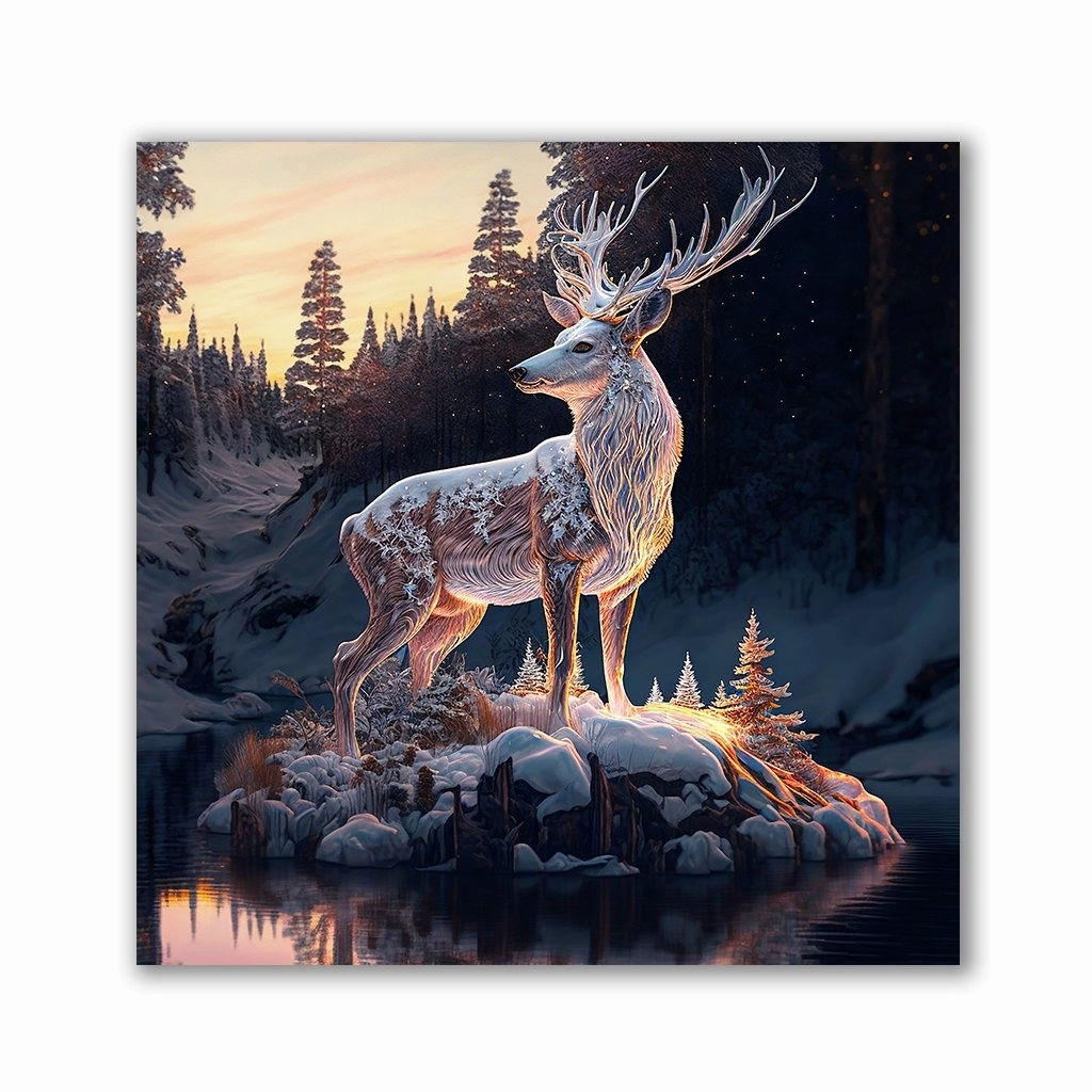 Mystic Winter Deer by Catill framed mural artwork