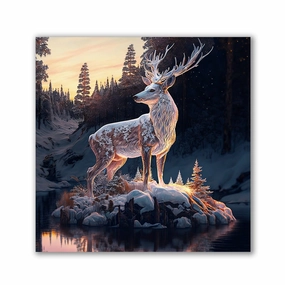 Mystic Winter Deer by Catill framed mural artwork