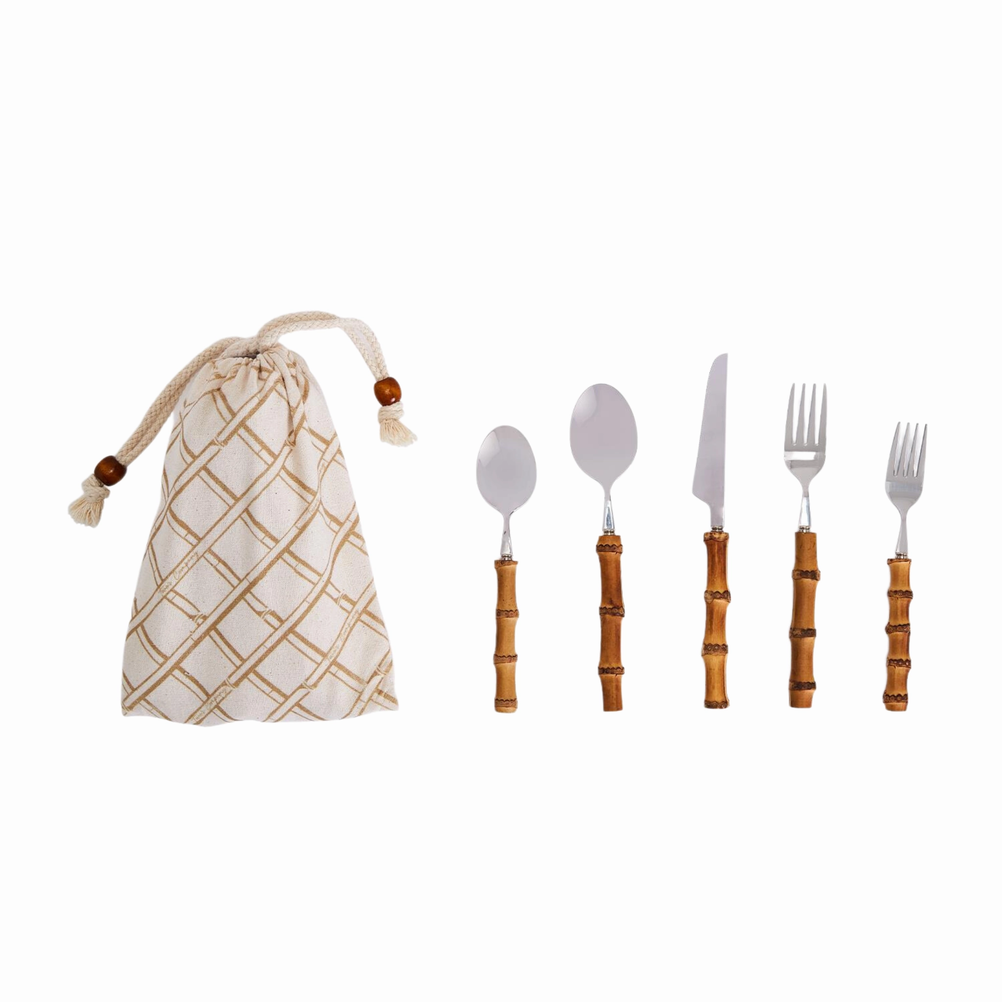 Natural Bamboo 20 Pc Flatware Set