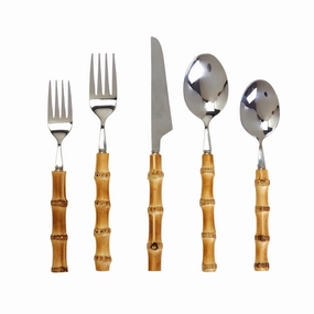 Natural Bamboo 20 Pc Flatware Set cute desktop display