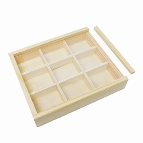 Natural Wood DIY 9-Window Keepsake Box, 6-Inch wooden room decoration