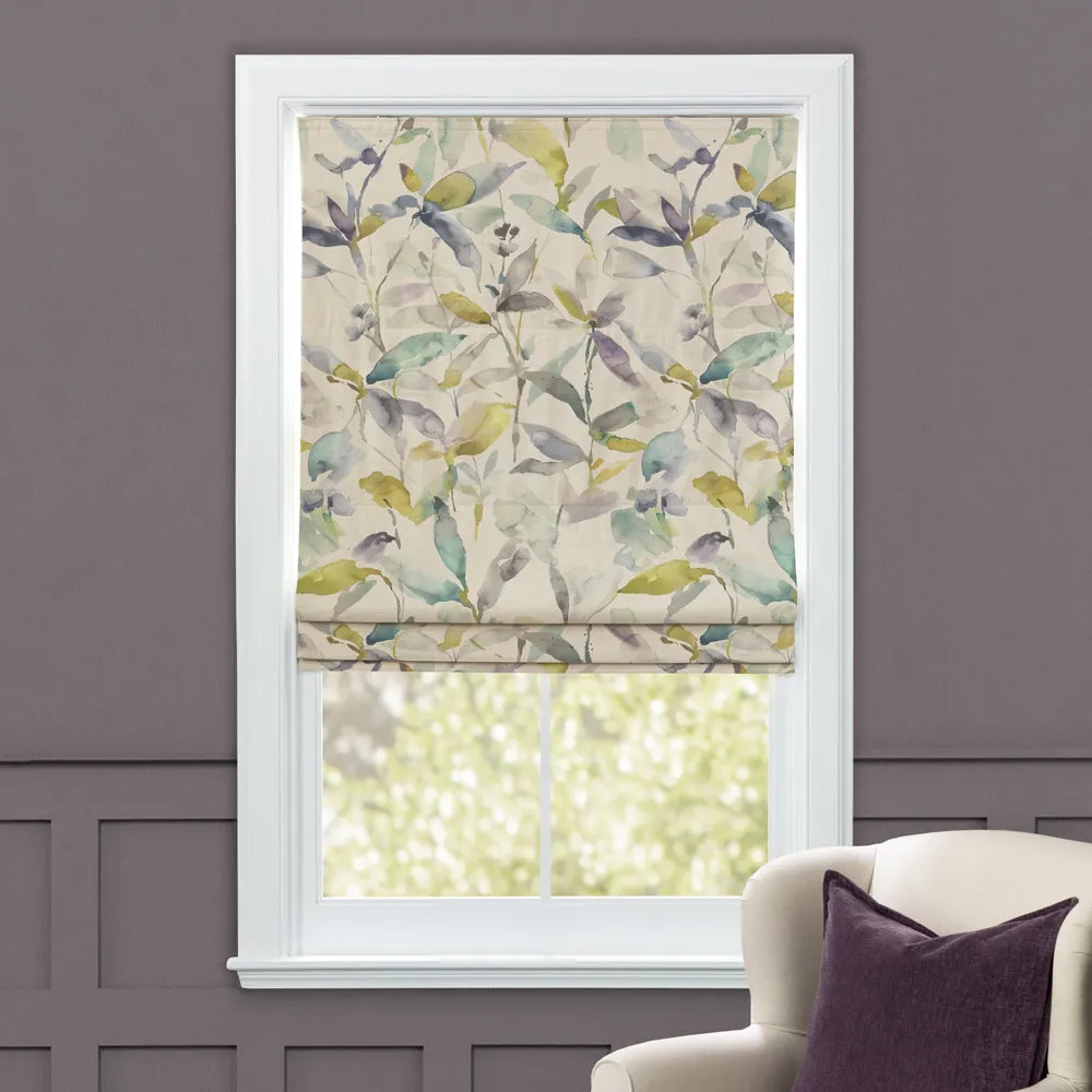 Naura Printed Cotton Made to Measure Roman Blinds Lemon Natural