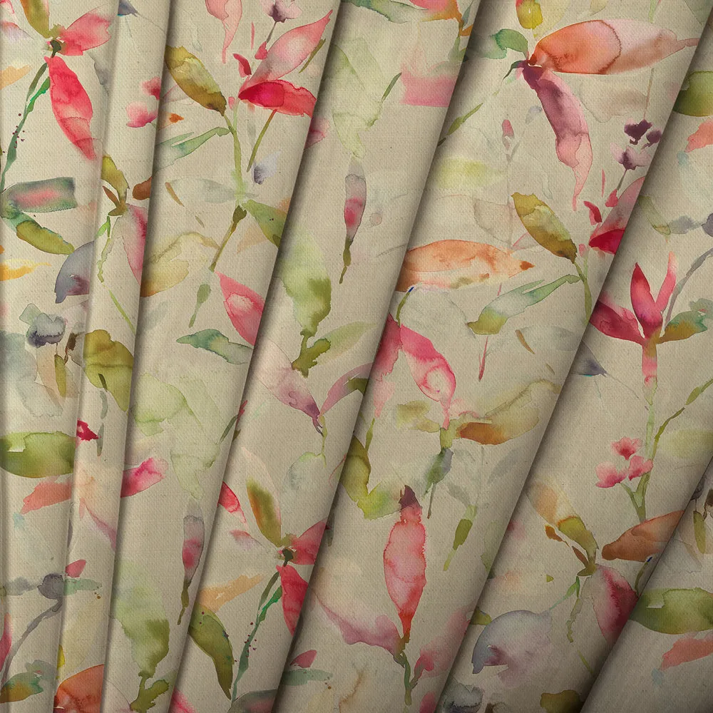 Naura Printed Cotton Made to Measure Roman Blinds Poppy Natural