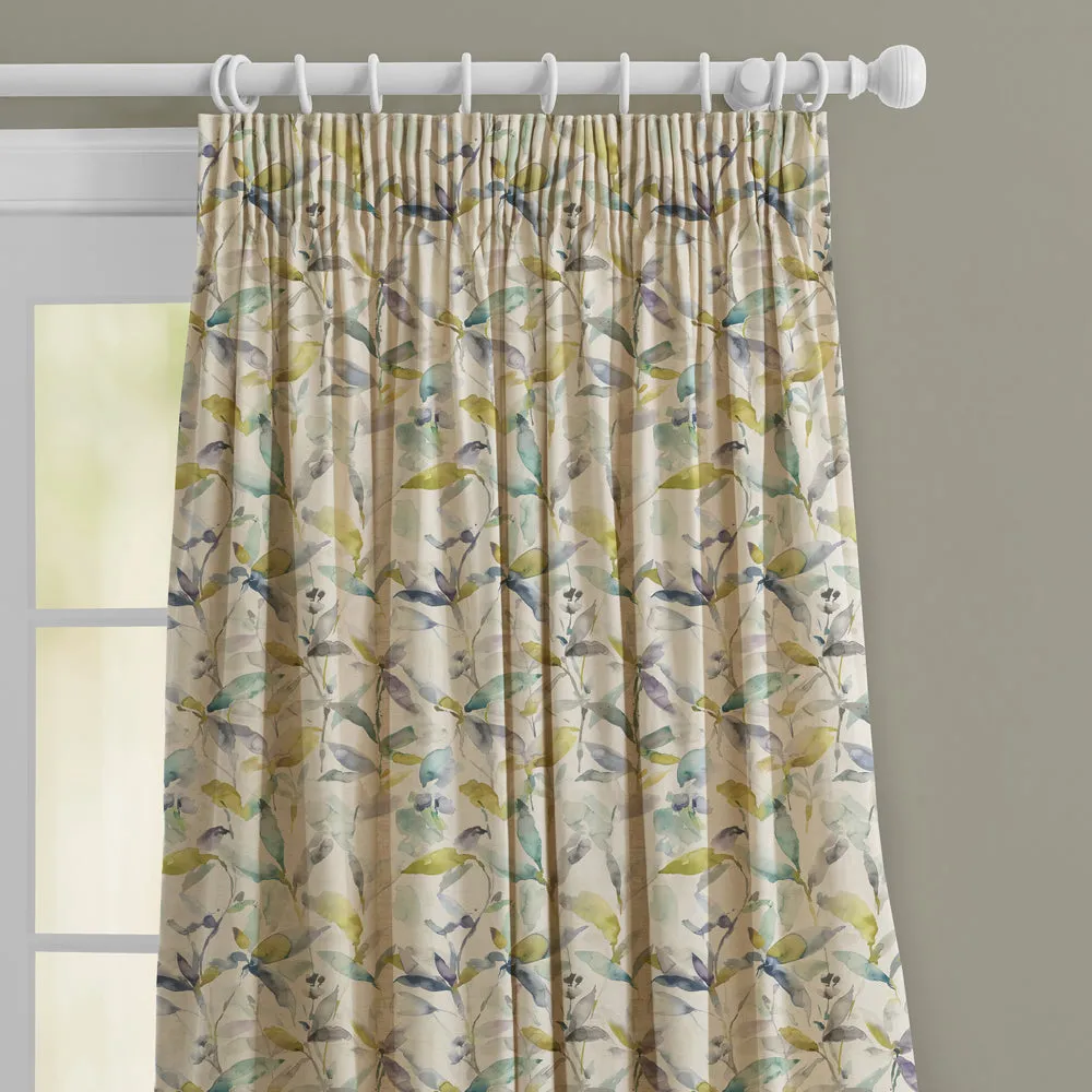 Naura Printed Made to Measure Curtains Lemon Natural