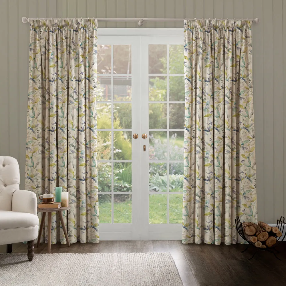 Naura Printed Made to Measure Curtains Lemon Natural
