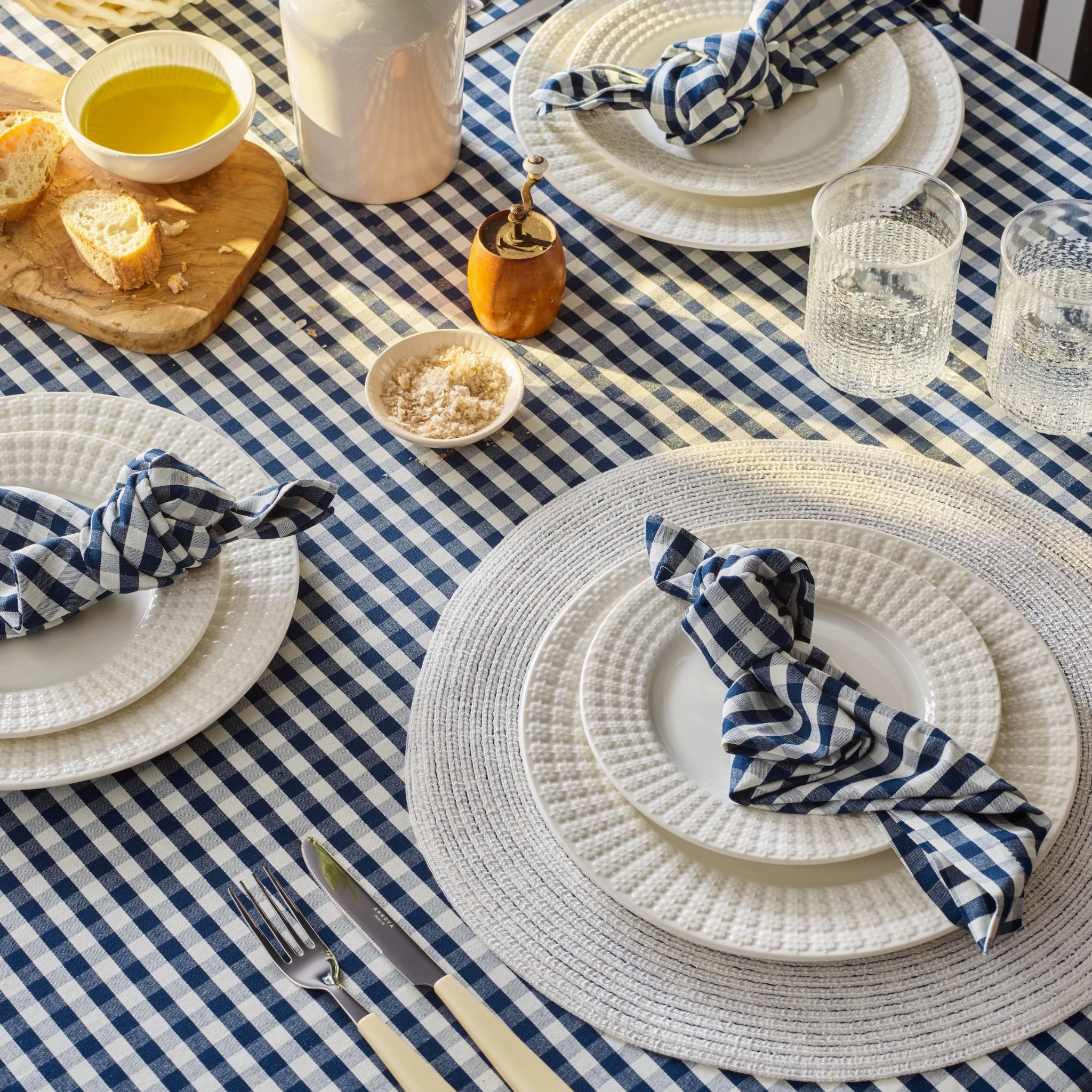 Navy Gingham Table Linen