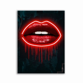 Neon Lips by Frank Amoruso framed mural artwork