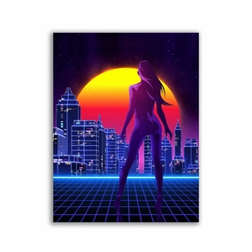 Neon Metropolis Print by David Drake framed mural artwork