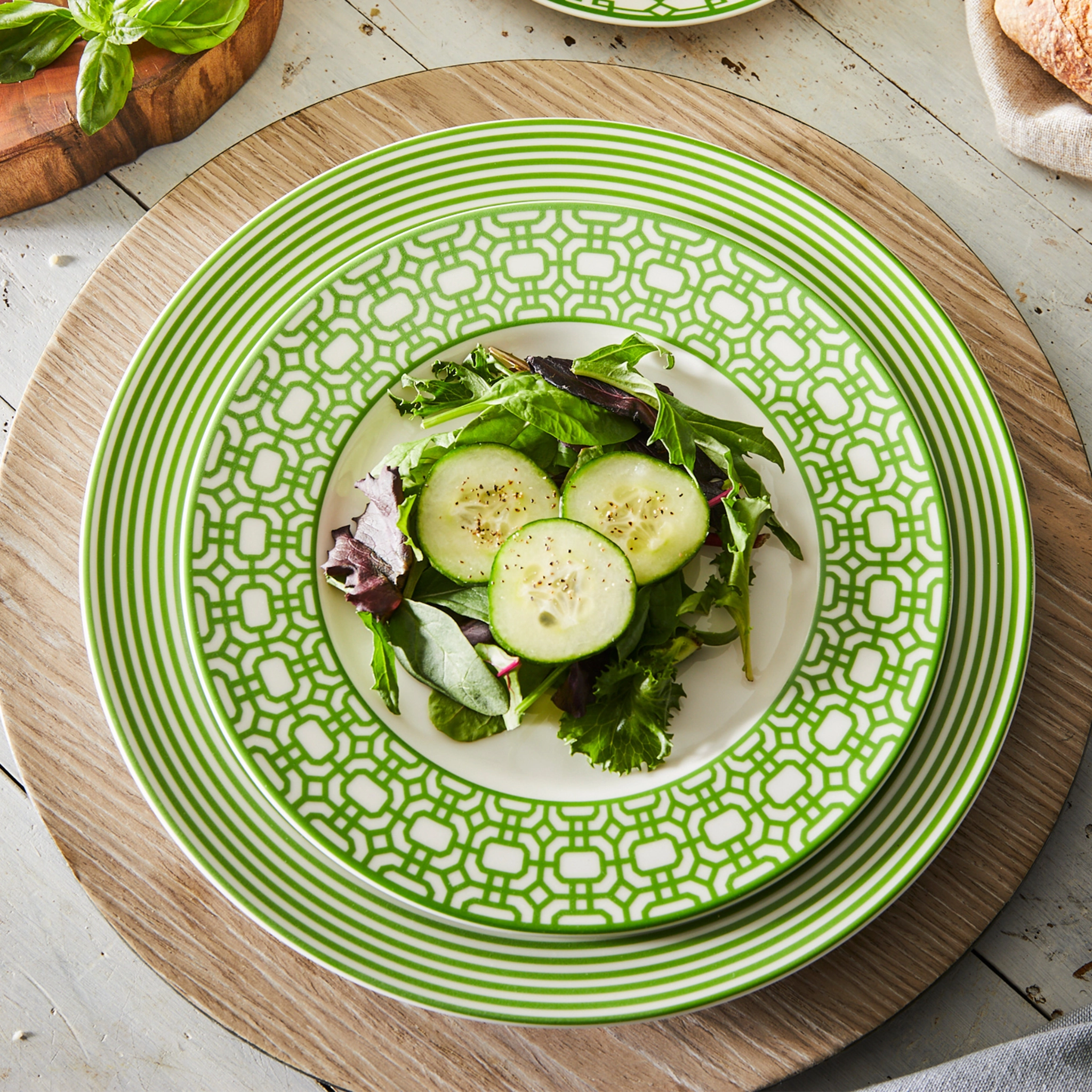 Newport Stripe Verde Rimmed Dinner Plate