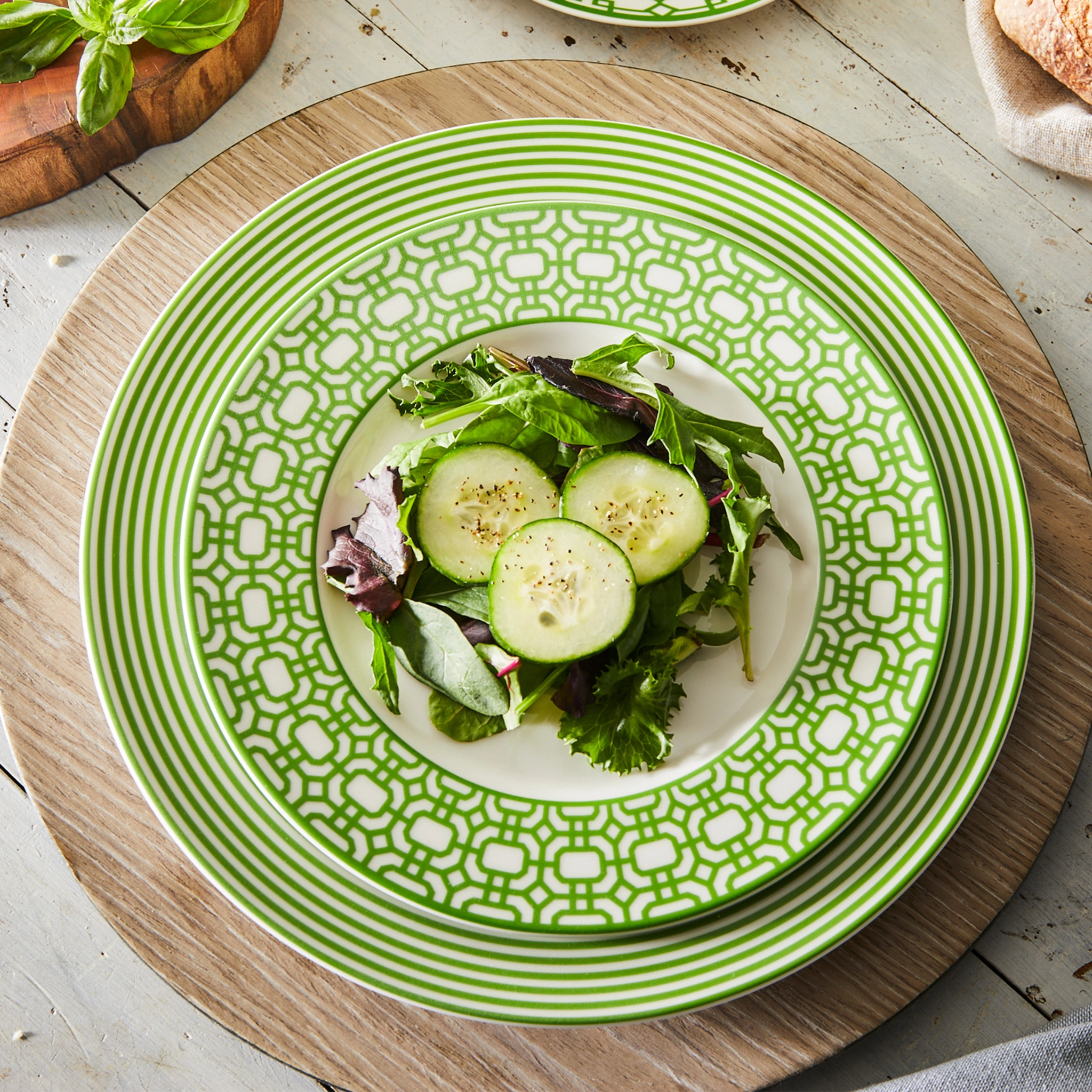 Newport Stripe Verde Rimmed Dinner Plate