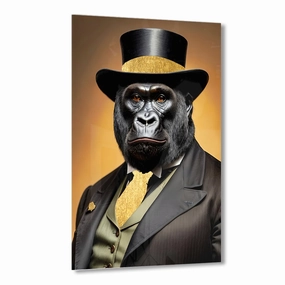 Noble Monkey by Adrian Vieriu Gold on Acrylic framed mural artwork