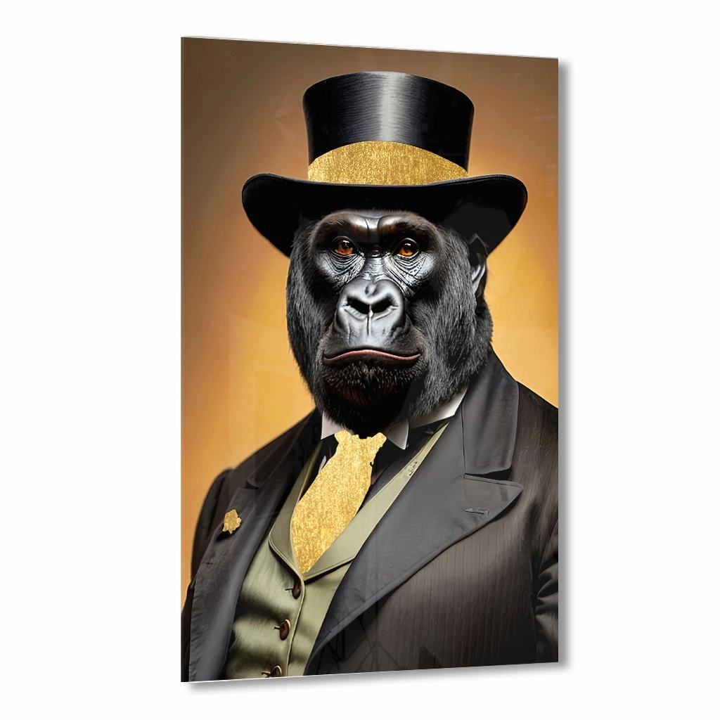 Noble Monkey by Adrian Vieriu Gold on Acrylic framed mural artwork