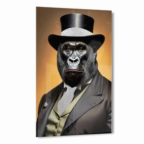 Noble Monkey by Adrian Vieriu Silver on Acrylic framed mural artwork