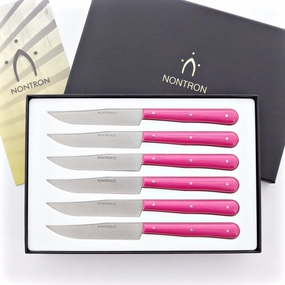 Nontron Steak Knives in Fuchsia Compressed Fabric cute desktop display
