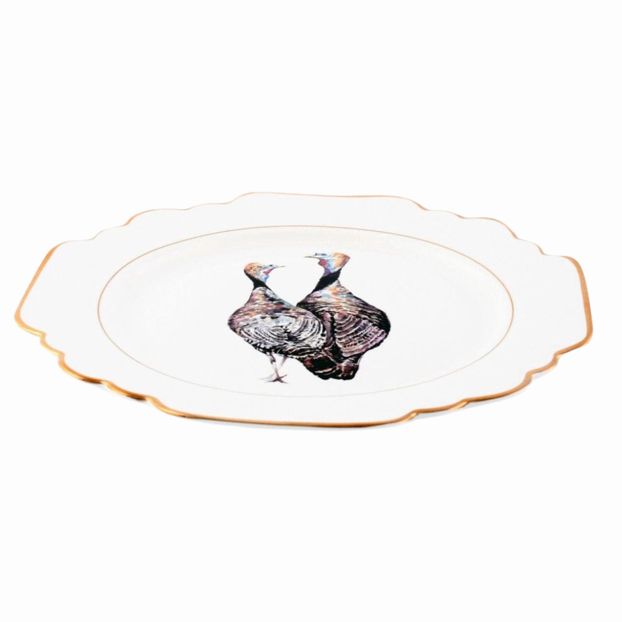 Norwood Narragansett Turkey Pattern Bone China Scallop Bread Plate