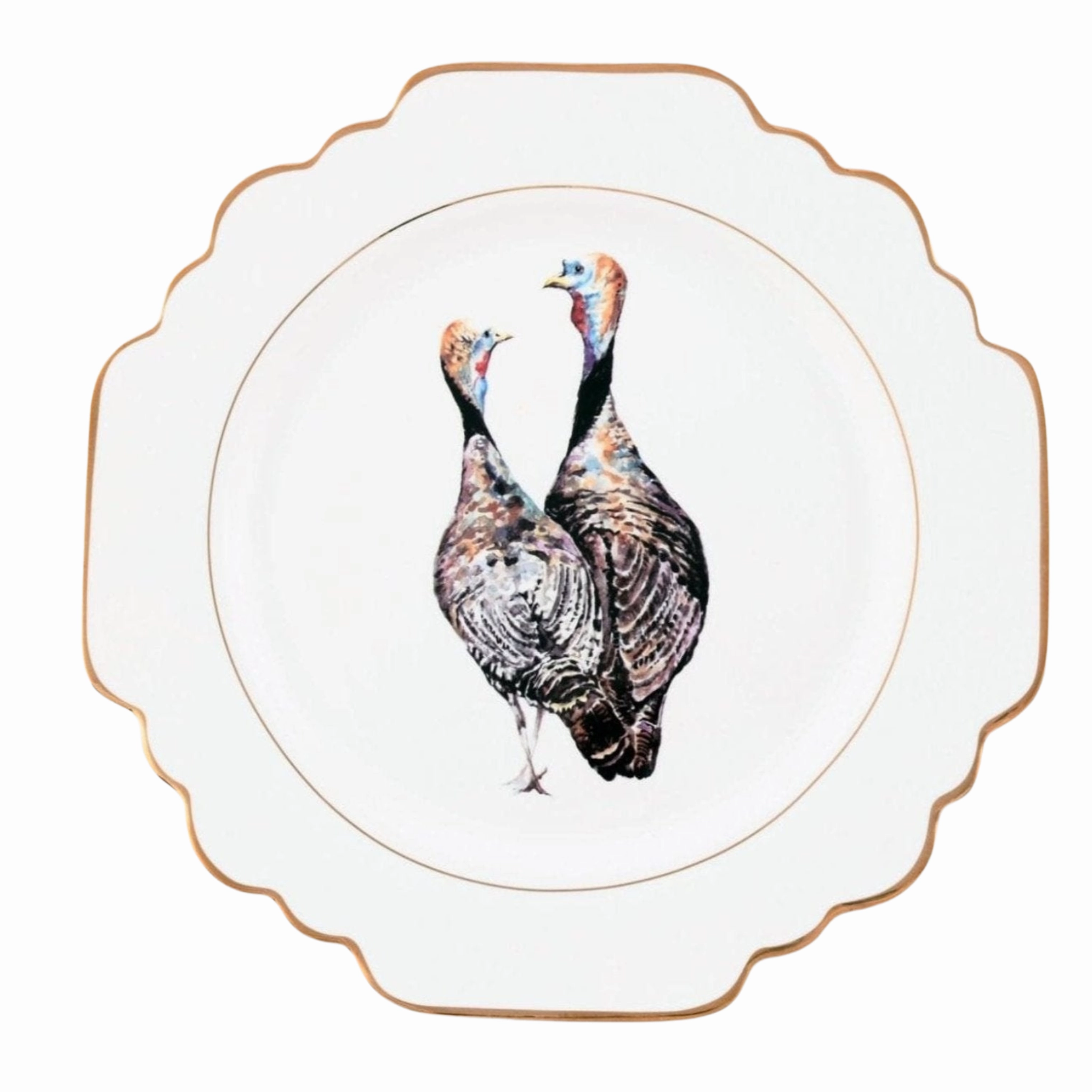 Norwood Narragansett Turkey Pattern Bone China Scallop Bread Plate cute desktop display
