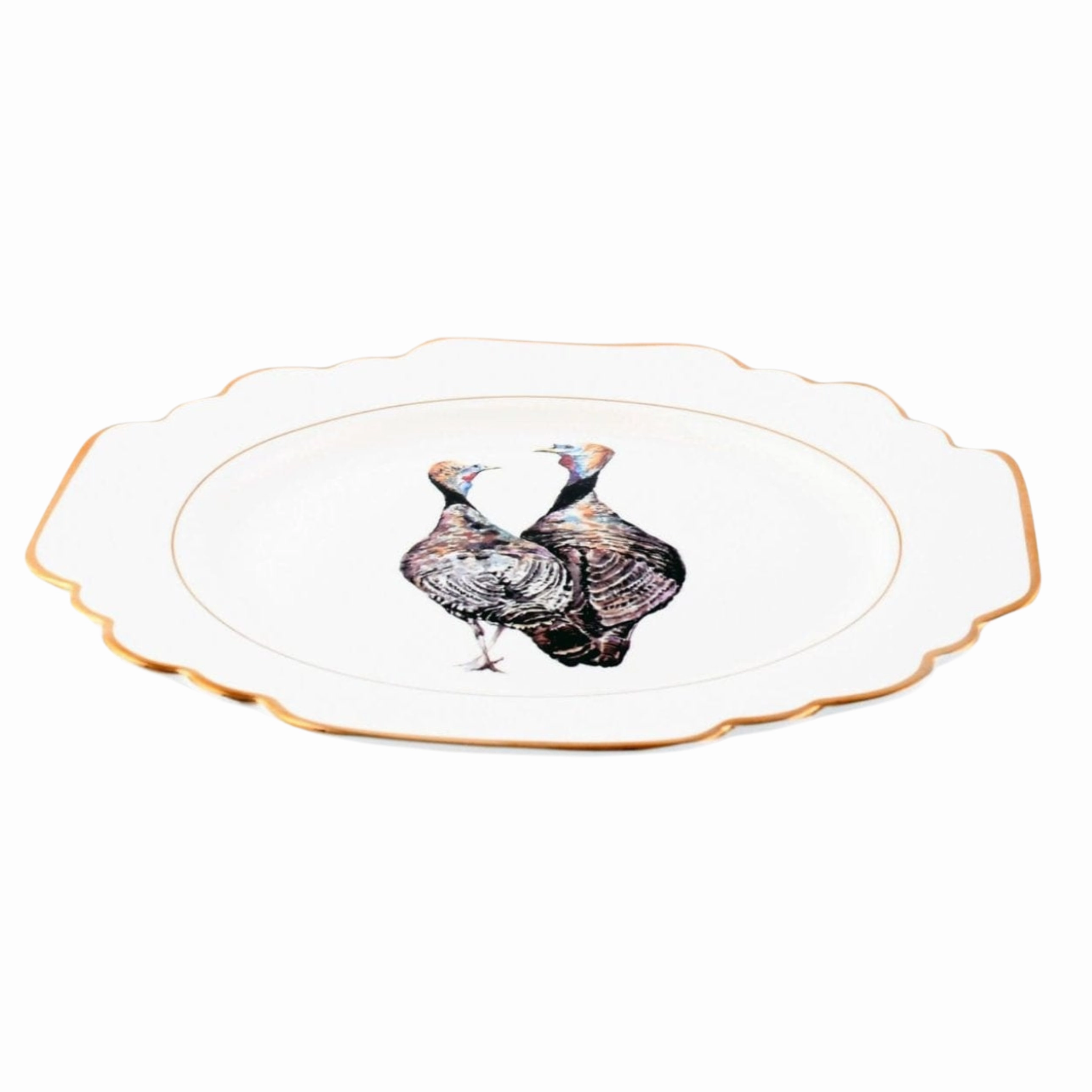 Norwood Narragansett Turkey Pattern Bone China Scallop Bread Plate