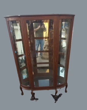 OAK CORNER CHINA DISPLAY WITH PAW FEET CIRCA 1920 artistic wall mural