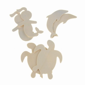 Ocean Wonders Wooden Cut-Outs, Ivory, 4-Inch, 6-Count wooden room decoration