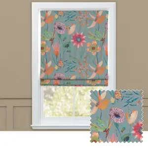 Oceania Printed Cotton Made to Measure Roman Blinds Robins Egg chic floor carpet  