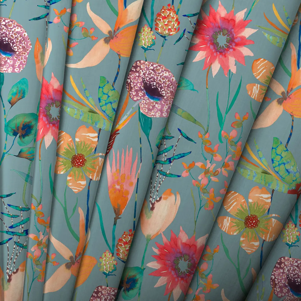 Oceania Printed Made to Measure Curtains Duck Egg