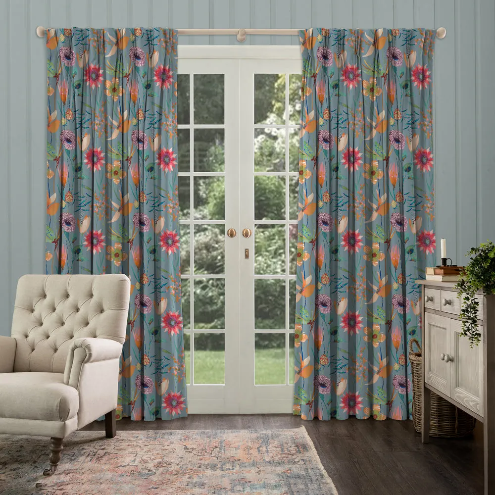 Oceania Printed Made to Measure Curtains Duck Egg