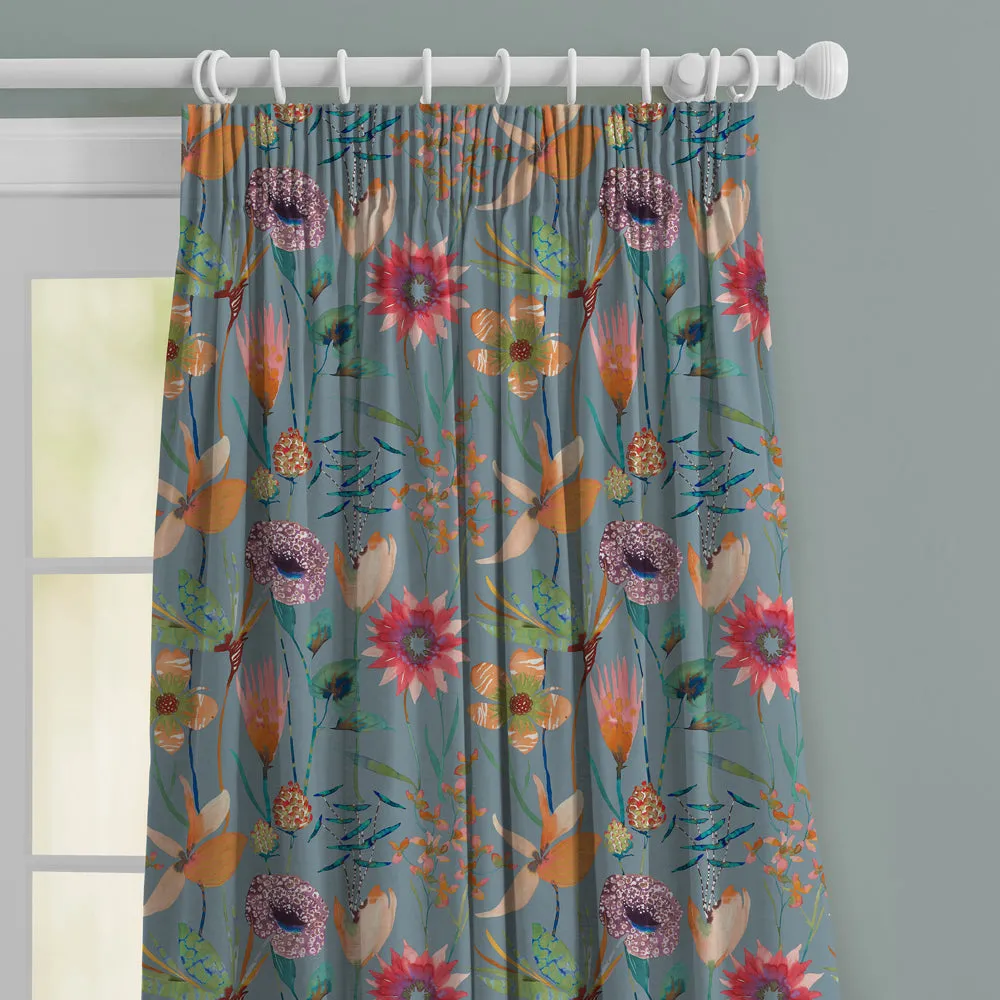 Oceania Printed Made to Measure Curtains Duck Egg