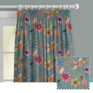 Oceania Printed Made to Measure Curtains Duck Egg chic floor carpet  