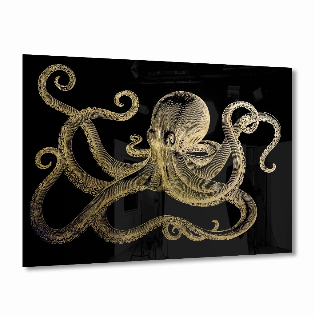 Octopus Gold on Acrylic framed mural artwork