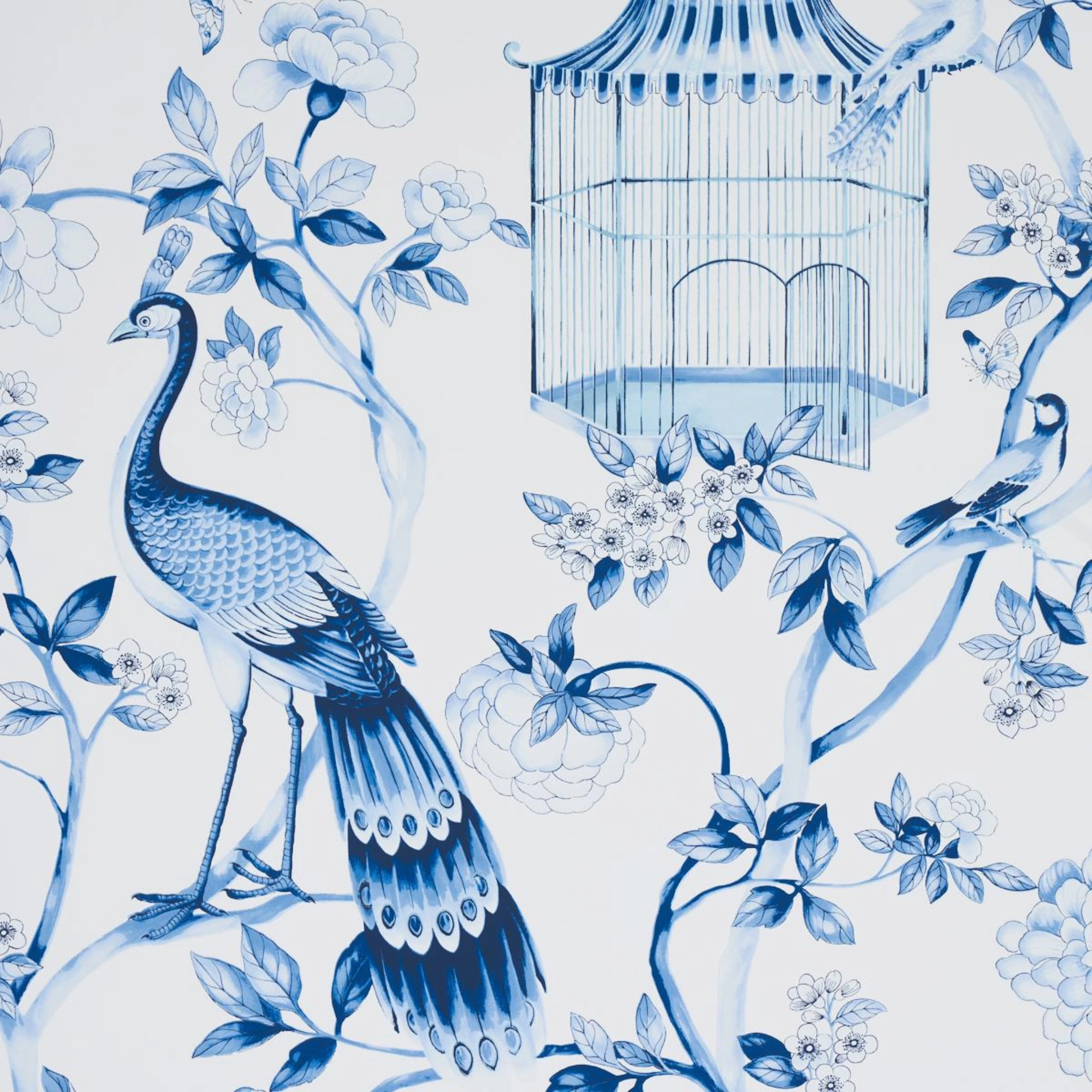 Oiseaux Et Fleurs Wallpaper in Porcelain paper wall covering