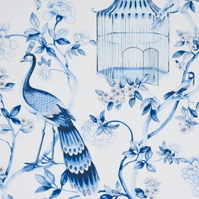 Oiseaux Et Fleurs Wallpaper in Porcelain paper wall covering