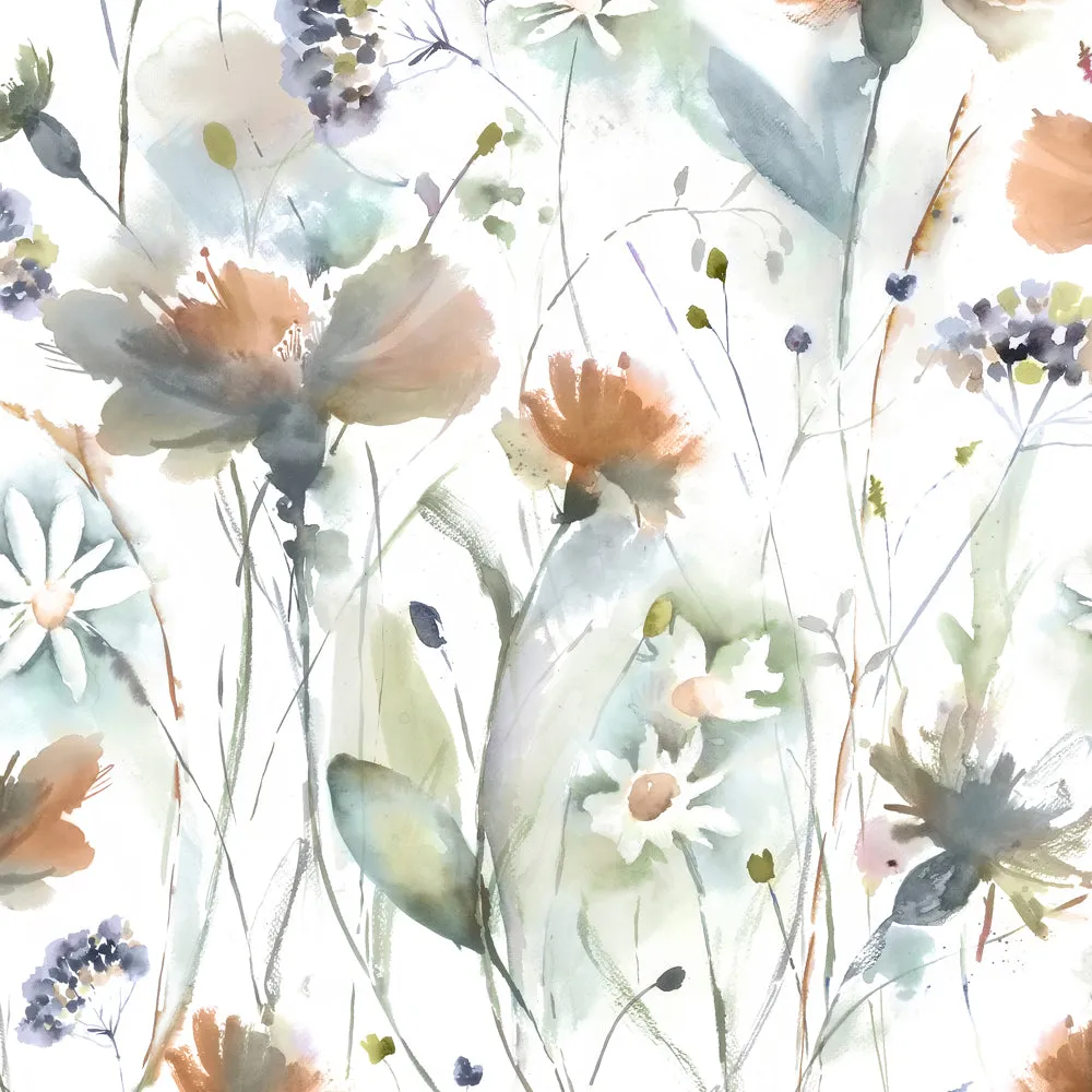 Olearia Printed Cotton Made to Measure Roman Blinds Coral/Cloud/Linen