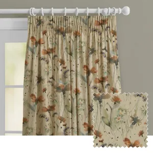 Olearia Printed Made to Measure Curtains Coral chic floor carpet  