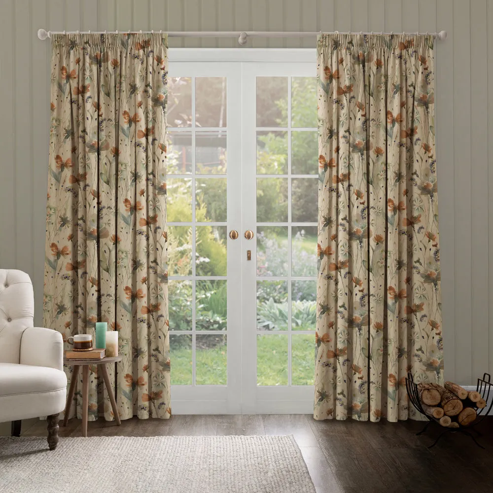 Olearia Printed Made to Measure Curtains Coral