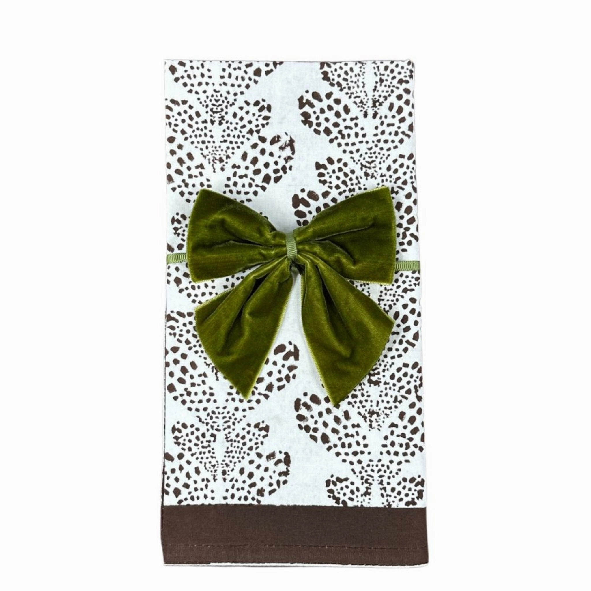 Olive Velvet Bow Napkin Ties, Set of 4