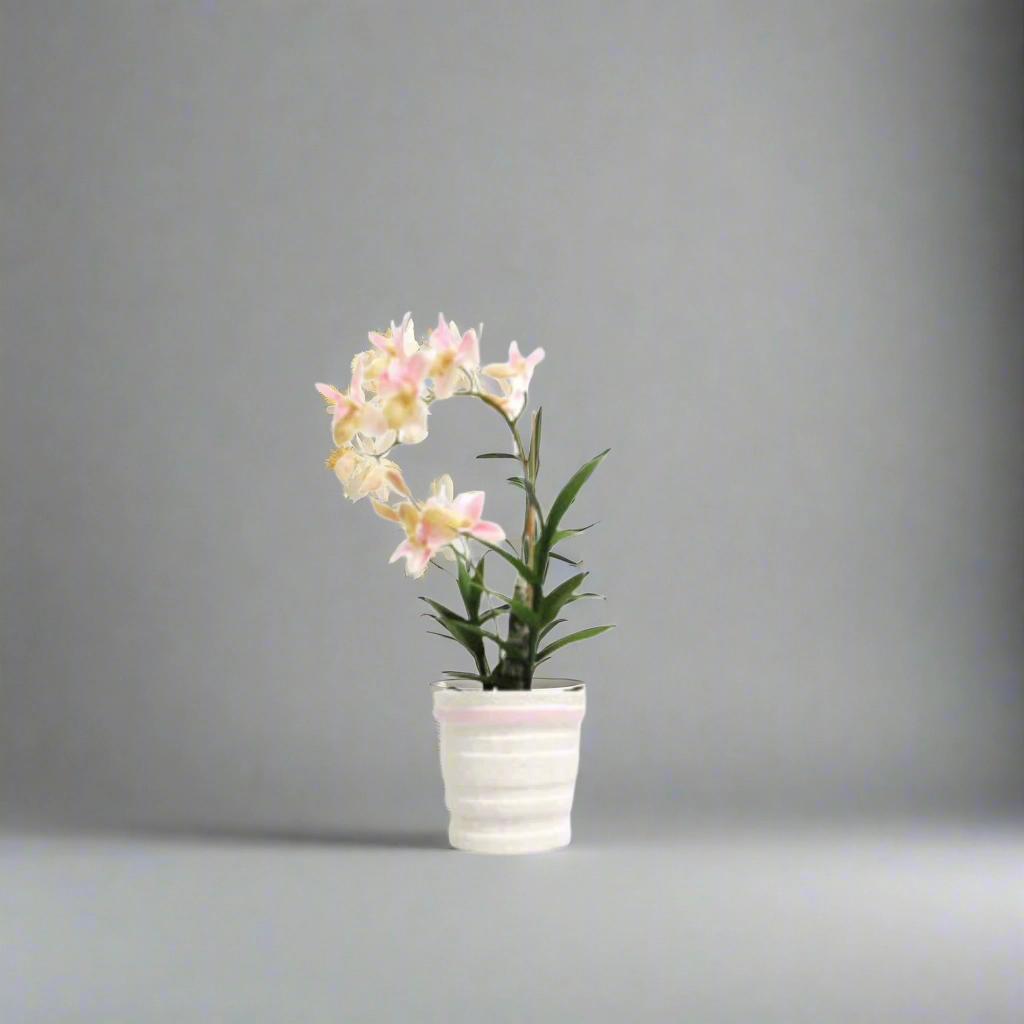 Ophrys orchid potted in ceramic pot decorative home ornament