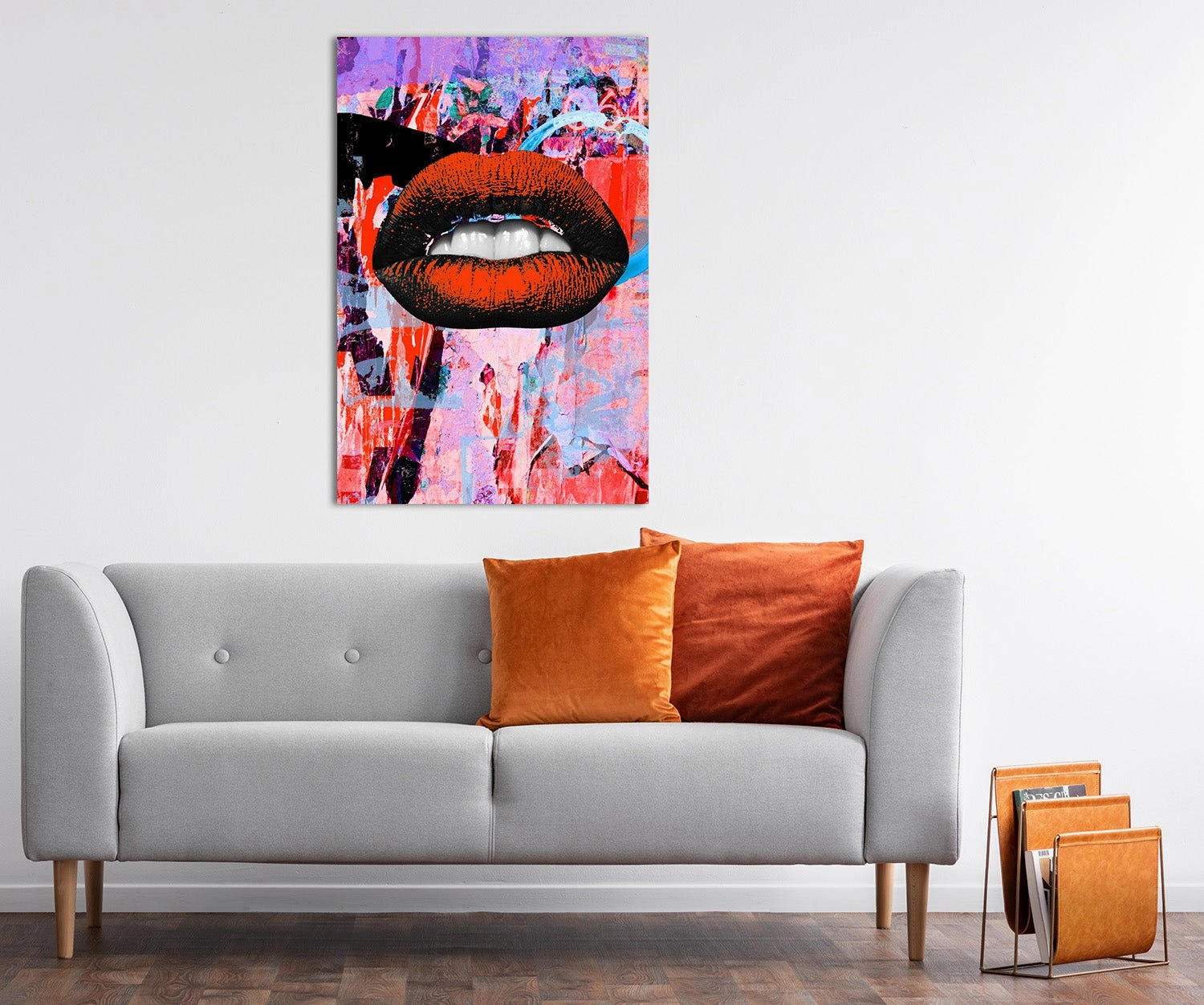 Orange Art Lips Neon on acrylic glass