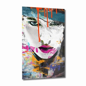 Orange Evil Look Neon on acrylic glass framed mural artwork