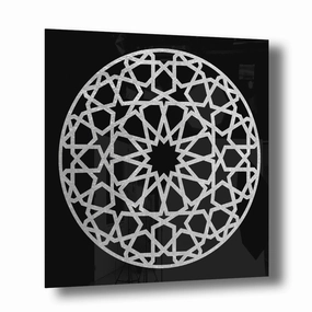 Ornament No. 1 Silver on Acrylic framed mural artwork