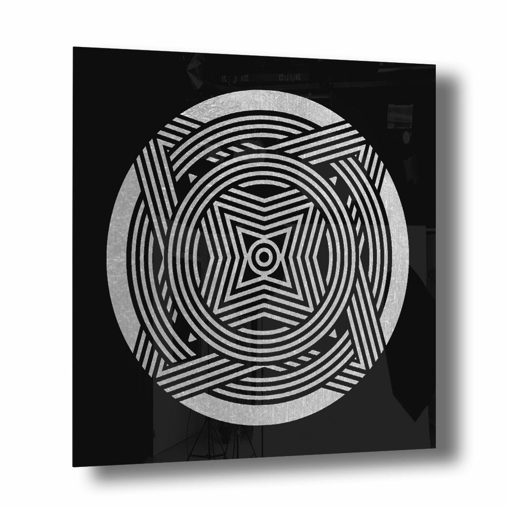 Ornament No. 2 Silver on Acrylic framed mural artwork