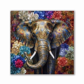 Ornamental Elephant by Catill framed mural artwork
