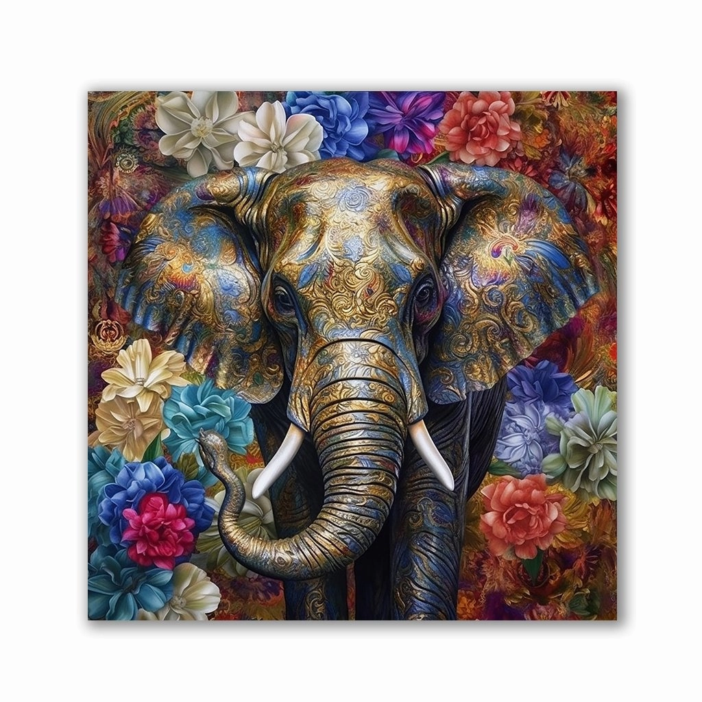 Ornamental Elephant by Catill framed mural artwork