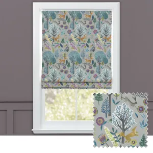 Oronsay Printed Cotton Made to Measure Roman Blinds Mineral chic floor carpet  