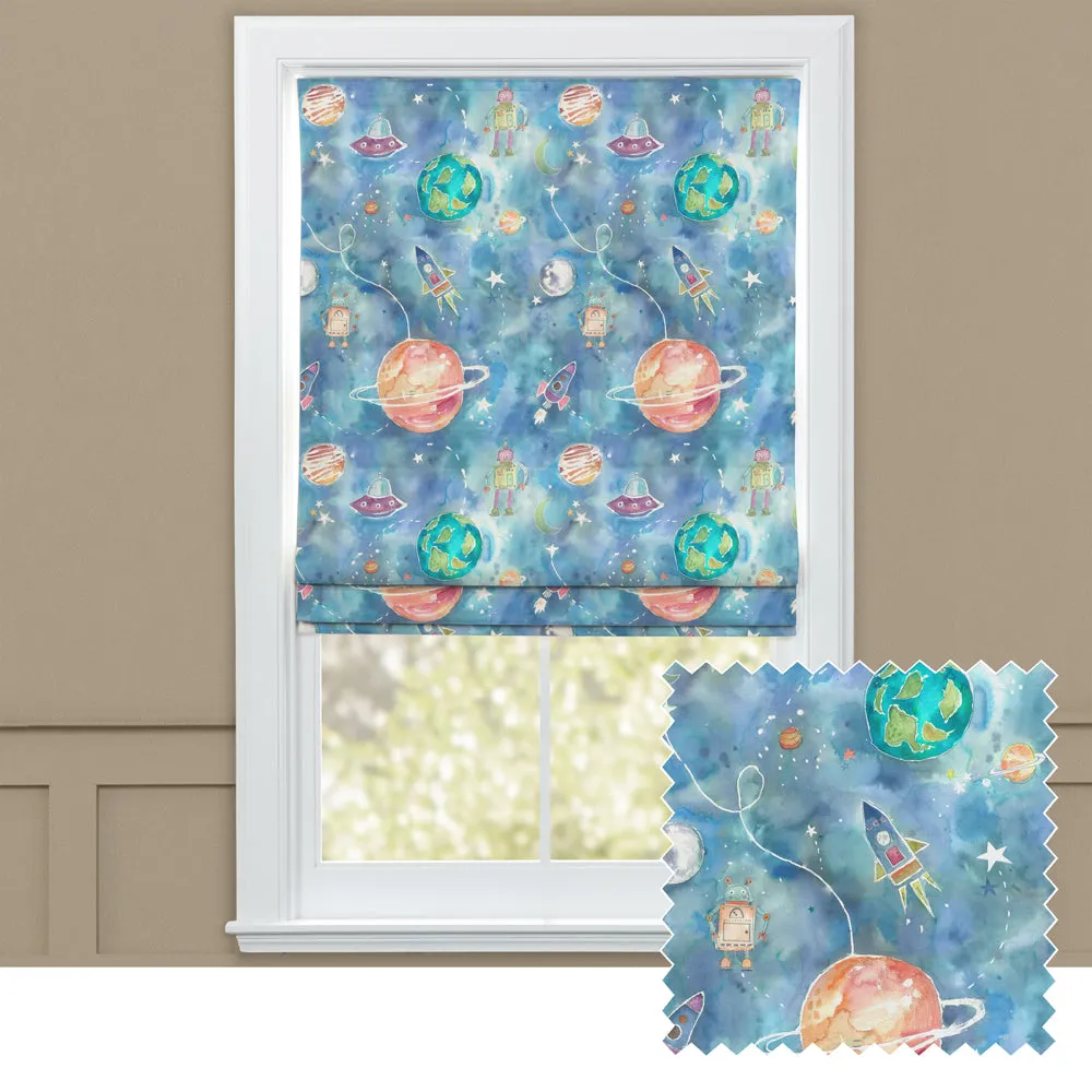 Out Of This World Printed Cotton Made to Measure Roman Blinds Sky chic floor carpet  