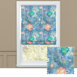 Out Of This World Printed Cotton Made to Measure Roman Blinds Sky chic floor carpet  