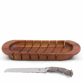 Oval Bread Board with Antler Knife cute desktop display