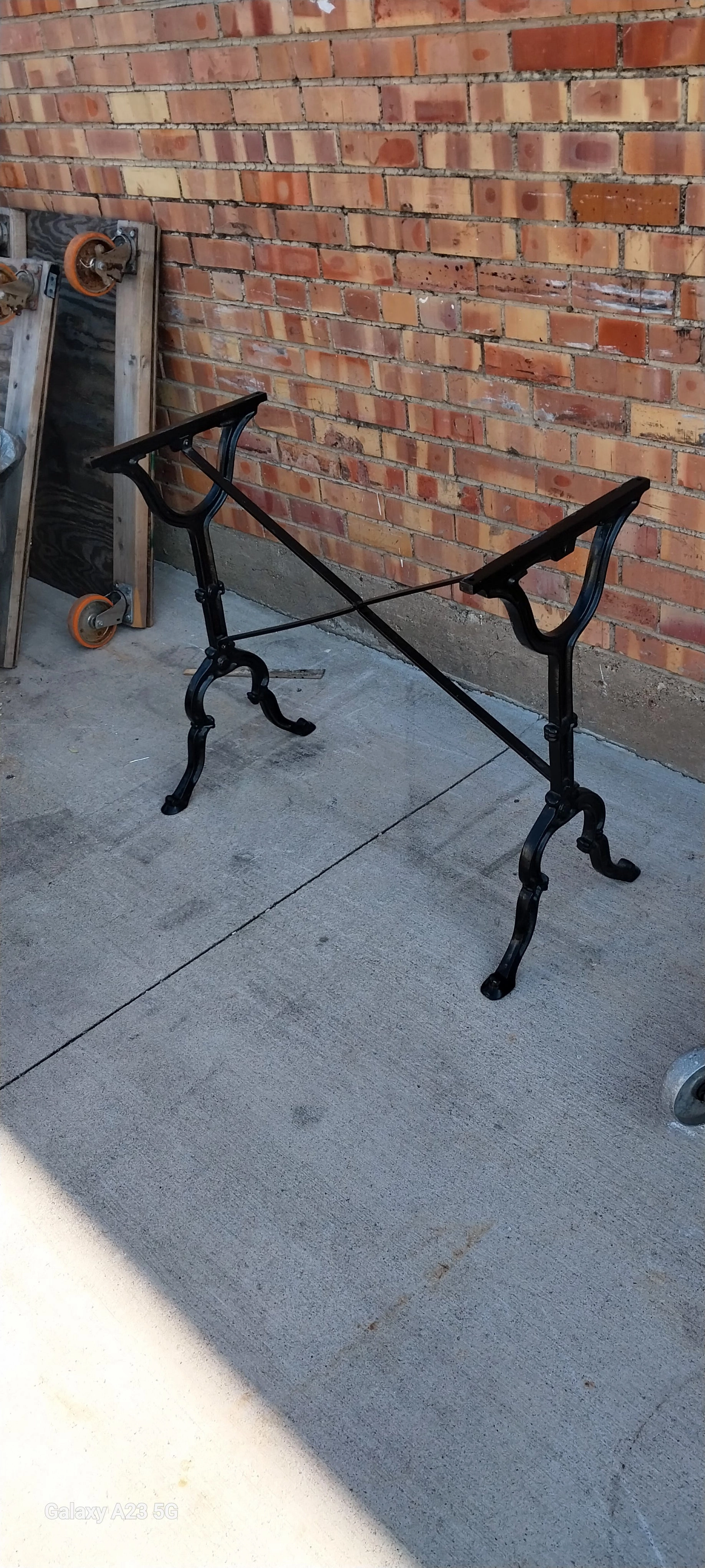 OVAL MARBLE TOP METAL BASE PUB TABLE