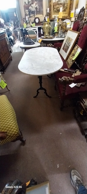 OVAL MARBLE TOP METAL BASE PUB TABLE artistic wall mural