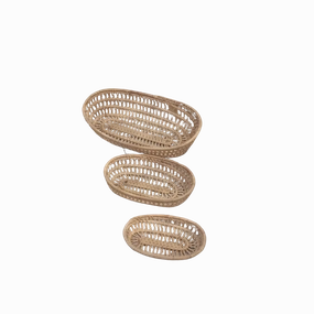Oval Rattan Basket minimalist art object  