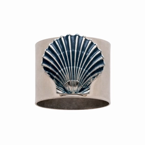 Painted Shell Napkin Rings, Blue, Set of Two mini desktop sculpture